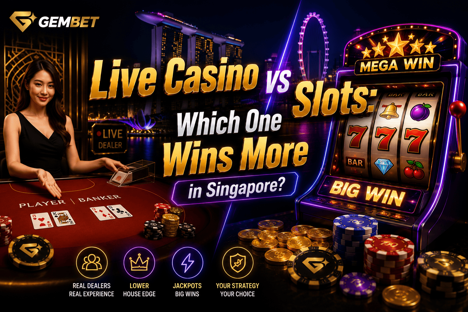Live Casino vs Slots Singapore Guide on Gembet