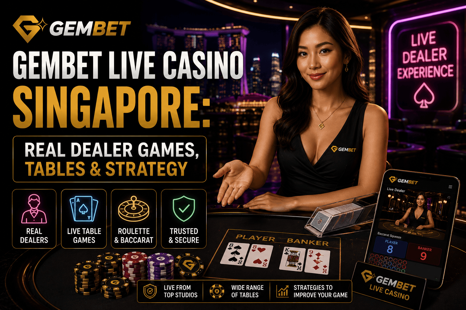 Gembet live casino Singapore live dealer baccarat and roulette games