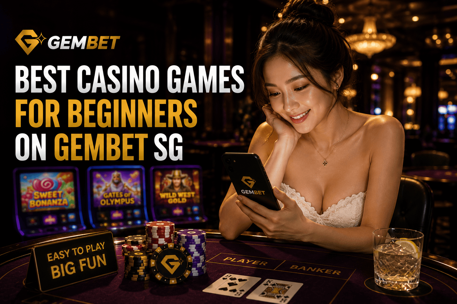 Casino games for beginners on Gembet SG including slots baccarat roulette and blackjack