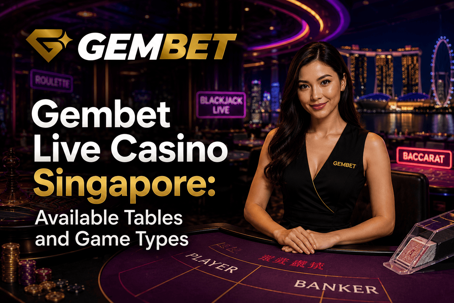 Gembet live casino Singapore tables and live dealer game types