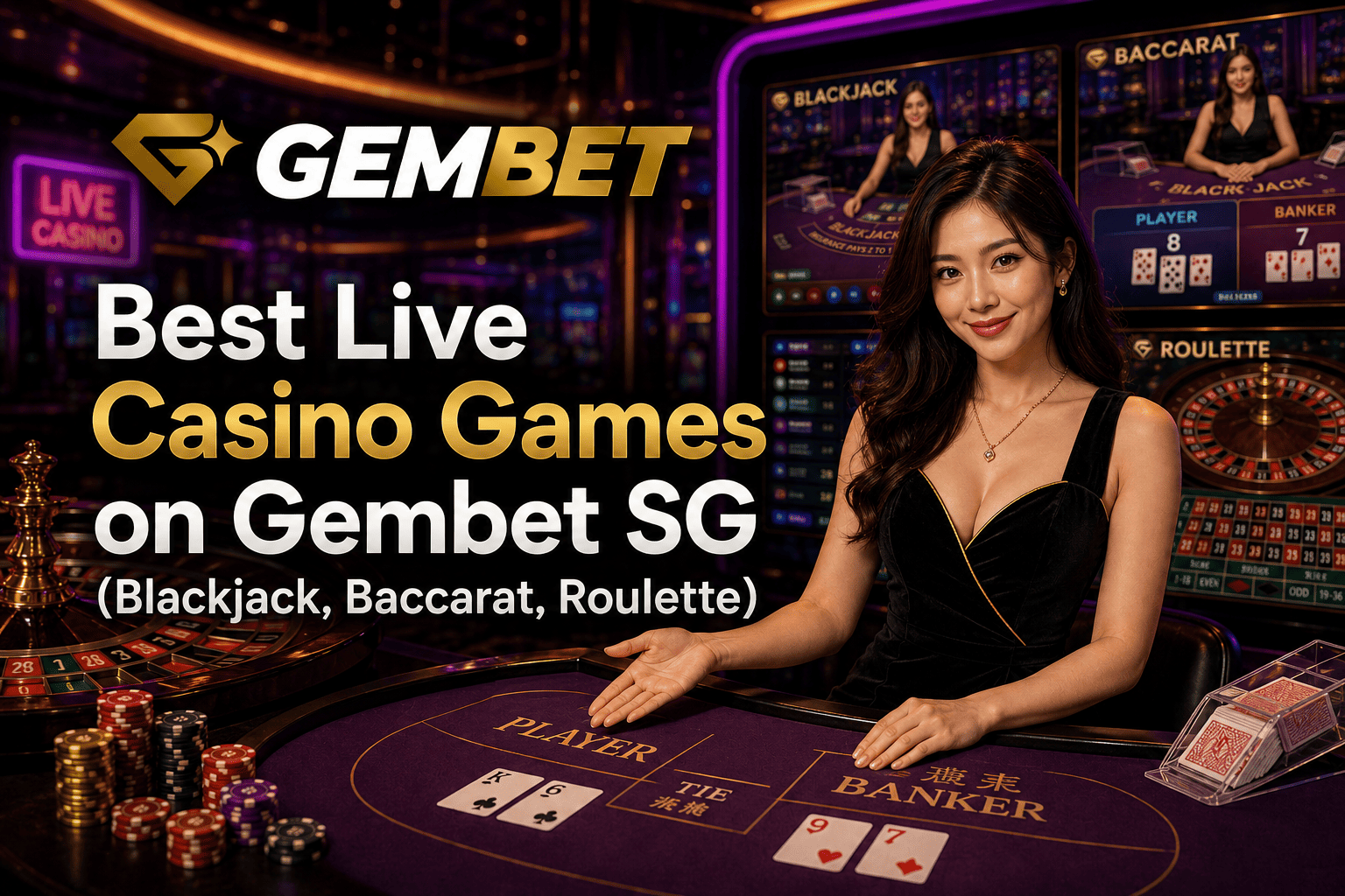 Best live casino games on Gembet SG including blackjack baccarat and roulette